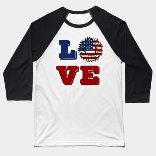 Love patriotic Sunflower 4th of July Baseball T-Shirt